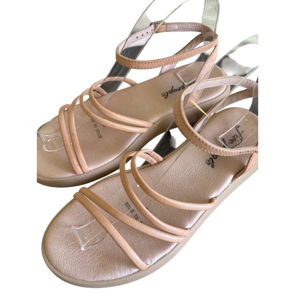 Free People Vivienne Strappy Sandal Beige Coral Adjustable Ankle Strap - Picture 4 of 14